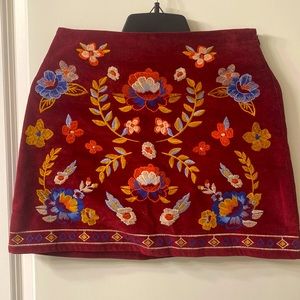 Embroidered red skirt